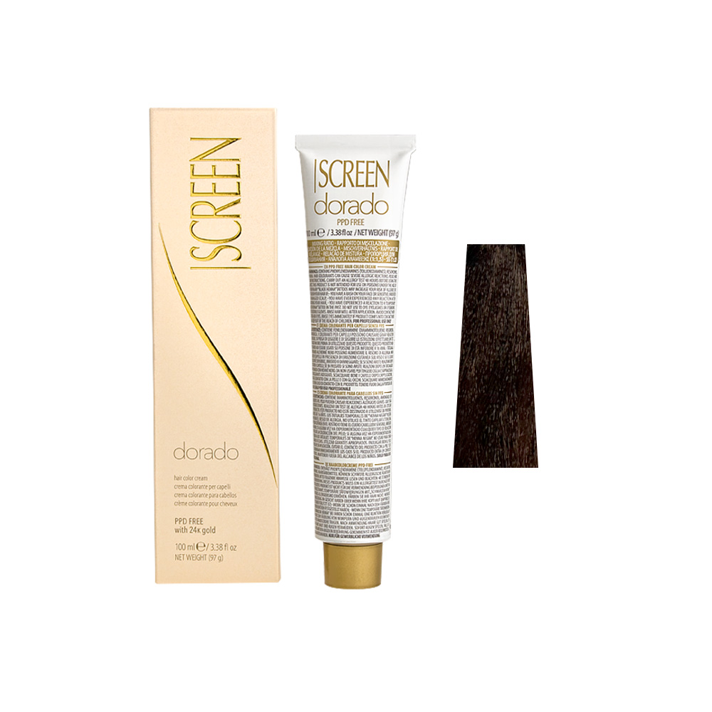 Крем-фарба для волосся перманентна з 24-каратним золотом SCREEN Dorado 4R (4.4) Copper Вrown, 100 ml - 1